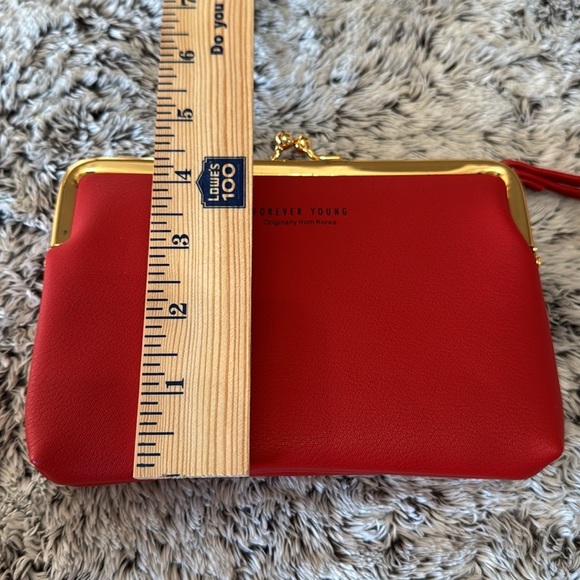 NWOT Forever Young Clutch Wallet Red with Gold Hardware Snap & Zip 2 Pockets - Picture 10 of 10